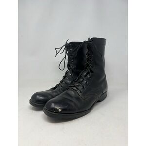 Black‎ Leather Police Combat Jump Boots Size 10.5 R - Made in USA